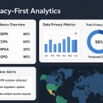 Privacy-first analytics compliance dashboard monitoring international regulations and tracking