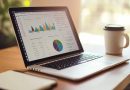 Analytics dashboard on laptop showing charts and data visualization for AI chatbot traffic tracking