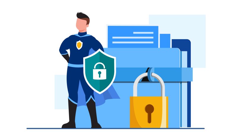 Data protection illustration showing security shield and locked documents representing GDPR cookie consent reform