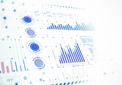 Abstract data visualization charts representing AI chatbot market share competition in 2026