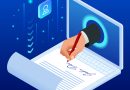 Isometric illustration of a laptop with digital signature representing AI agent authorization for cloud account provisioning